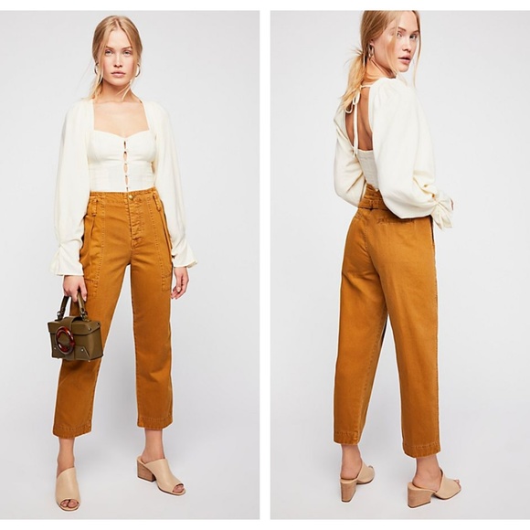 Free People Brown Crop Chinos Size 6 - Picture 2 of 7